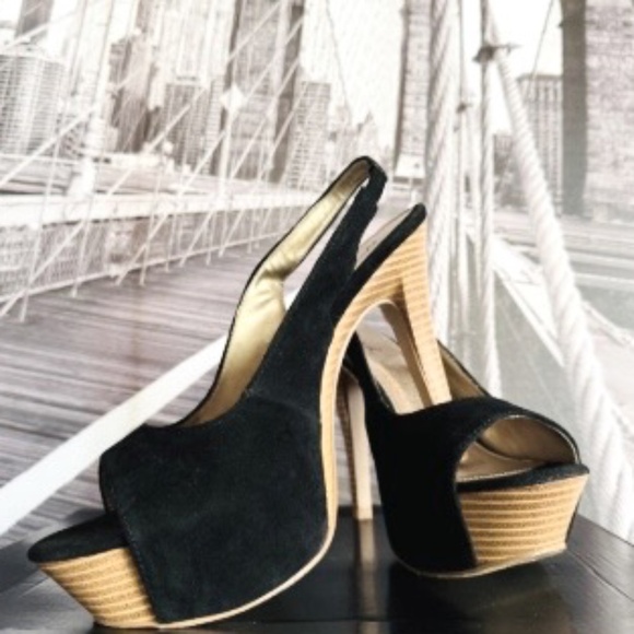 RETRO PIN-UP SLINGBACK PLATFORM HEELS - Picture 1 of 9